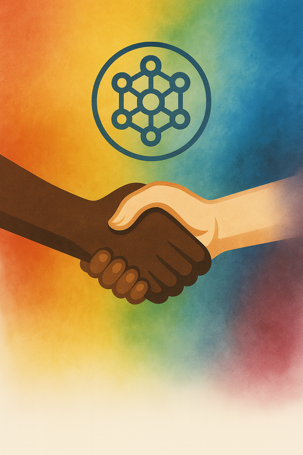 Diverse handshake and network symbol representing Ashland AIFF sponsorship.